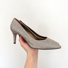 Load image into Gallery viewer, VANEli Metallic Glitter Slip-On Pointed Toe Heels Pumps Gold 9
