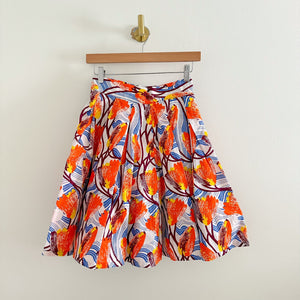 NWT Francis + Benedict Handmade Floral Pattern A-Line Mini Skirt Orange XS