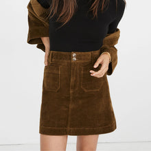 Load image into Gallery viewer, Madewell Corduroy A-Line Mini Skirt Asparagus 6

