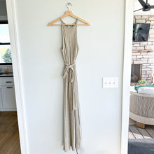 Load image into Gallery viewer, Anthropologie Amadi Sleeveless Knit Midi Belted Halter Sweater Dress Beige XS
