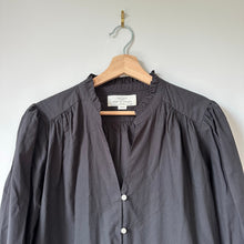 Load image into Gallery viewer, Trovata Birds of Paradis Yulia Tiered Ruffle Neck Long Sleeve Shirt Dress Black
