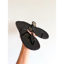 Load image into Gallery viewer, Tory Burch Mini Miller Jelly Classic Logo Thong Sandals Black 7
