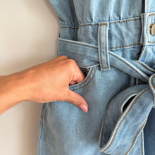 Load image into Gallery viewer, Universal Thread Button Front Denim Short Sleeve Romper Blue 6
