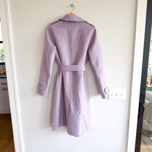 Load image into Gallery viewer, Badgley Mischka Double Face Wool Tie Waist Wrap Trench Coat Purple S
