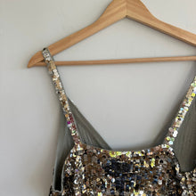 Load image into Gallery viewer, Donna Karan Collection Cashmere Silk Liquid Sequin Tank in Tarnished Gold L
