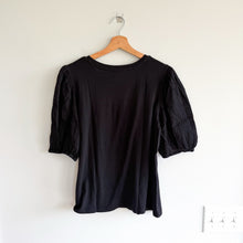 Load image into Gallery viewer, Rails Liza Puff Sleeve Crew Neck Blouse Black L
