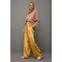 Load image into Gallery viewer, Anthropologie Maeve Anastacia Velvet Pull On High Rise Wide Leg Pants Gold XS
