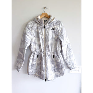 The North Face Camouflage Pattern Zip Up Outdoor Puffer Jacket Gray White M