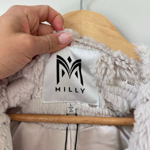 Load image into Gallery viewer, MILLY Sequin Fur Open-Front Long Sleeve Jacket Beige L NWT
