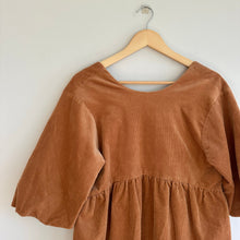 Load image into Gallery viewer, Everlane The Corduroy 3/4 Sleeve Mini Dress Camel Tan XS
