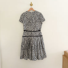 Load image into Gallery viewer, VALENTINO Silk Blend Animal Print Pleated Dress Black/White 10

