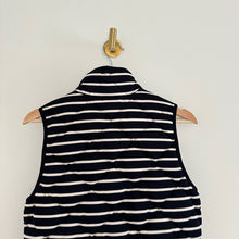 Load image into Gallery viewer, J. Crew Striped Print Zip Up Puffer Vest Black White XS
