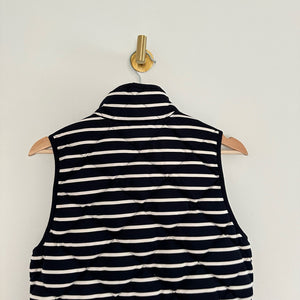 J. Crew Striped Print Zip Up Puffer Vest Black White XS