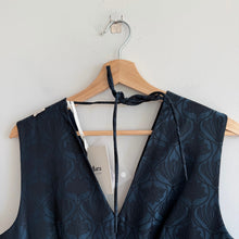 Load image into Gallery viewer, 'S Max Mara Lauren Flared Jacquard Sleeveless Dress Midnight Blue 12 NWT
