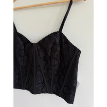 Load image into Gallery viewer, Express Floral Lace Sleeveless Cropped Corset Tank Top Black 8 NWT

