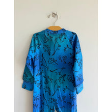 Load image into Gallery viewer, Deux Par Deux Gradient Dinosaur Print One Piece Thermal Base Layers Blue 4 NWT

