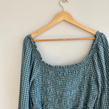 Load image into Gallery viewer, American Eagle Outfitters Plaid Smocked Mini Dress Teal L
