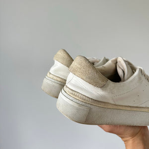 AllSaints Trish Platform Leather Lace Up Low Top Casual Sneakers White 8