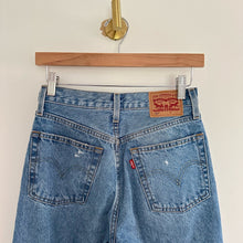 Load image into Gallery viewer, Levi&#39;s 501 Distressed High Rise Button-Fly Denim Straight Jeans Blue 24
