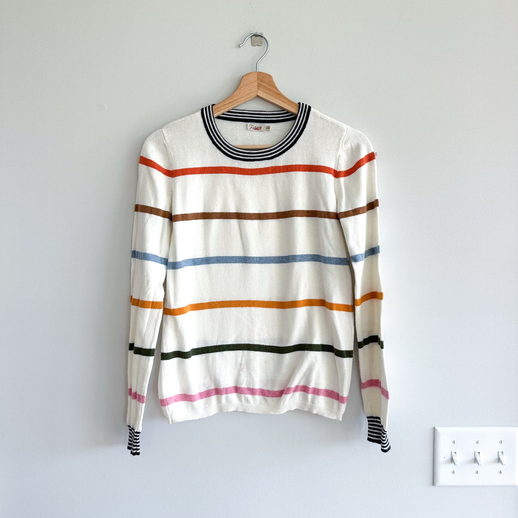 Faherty Cashmere Blend Surf Stripe Sweater In Ivory Surf XS