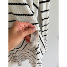 Load image into Gallery viewer, Free People Sunset Park Oversized Thermal Waffle Knit Top  White Black M
