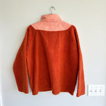 Load image into Gallery viewer, Vera Bradley Teddy Bear Fleece Colorblock Pullover Sweatshirt Orange/Pink L

