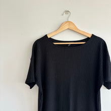 Load image into Gallery viewer, Eileen Fisher Tencel Stretch Rib Short Sleeve Dress Black M
