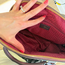 Load image into Gallery viewer, Kate Spade Pebbled Leather McCall Street Carli Doom Satchel with Tassel Plum
