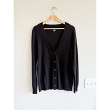 Load image into Gallery viewer, C by Bloomingdales 2-Ply Cashmere Button-Front V-Neck Cardigan Sweater Black L
