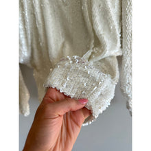 Load image into Gallery viewer, IRO Around Embellished Sequin Oversized V-Neck Dolman Sleeve Blouse White 34
