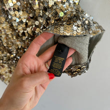 Load image into Gallery viewer, Donna Karan Collection Cashmere Silk Liquid Sequin Tank in Tarnished Gold L
