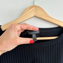 Load image into Gallery viewer, Eileen Fisher Tencel Stretch Rib Short Sleeve Dress Black M
