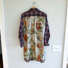 Load image into Gallery viewer, Johnny Was Silk Blend Plaid Floral Button Front Shirt Dress Blue/Red M

