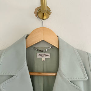 Agnona Leather Single-Breasted Lined Blazer Green 46