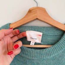 Load image into Gallery viewer, Cinq à Sept Ruffles Lace Hem Crew Neck Pullover Sweater Turquoise XS
