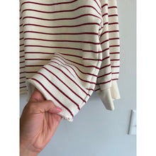Load image into Gallery viewer, Perfectwhitetee Niall Striped French Terry 3/4 Sleeve Sweatshirt Red White S
