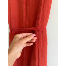 Load image into Gallery viewer, Rachel Zoe Linen Sleeveless Belted Scoop Neck Wide Leg Jumpsuit Rust Orange 2
