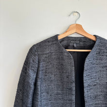 Load image into Gallery viewer, Eileen Fisher Matka Silk Metallic Open Front Blazer Charcoal Gray 8
