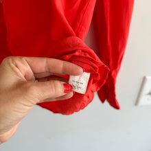 Load image into Gallery viewer, J. Crew Silk Button Up Long Sleeve Shirt Red 4

