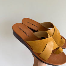 Load image into Gallery viewer, Lucky Brand LK-Heliara Sandals in Golden Yellow Vintage Oily Suede 9M NIB

