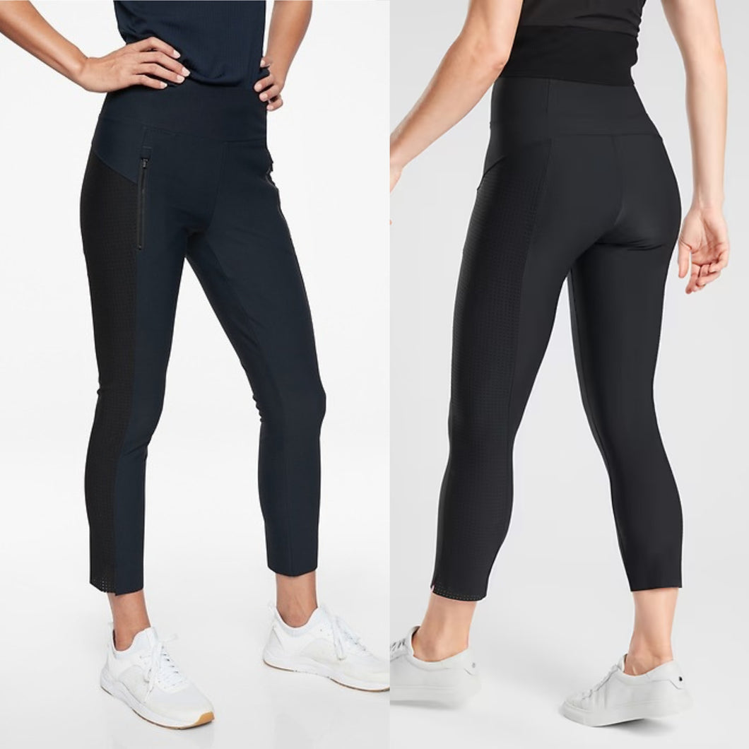 Athleta Stellar Crop High Rise Pull On Pant Black L NWT