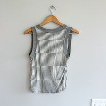 Load image into Gallery viewer, Project Social T Hits Different Striped Sleeveless Ringer Tank Top Gray L
