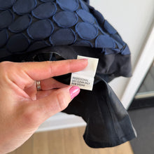 Load image into Gallery viewer, Carmen Marc Valvo Jacquard Circle Pattern Sleeveless Mini Cocktail Dress Navy 10
