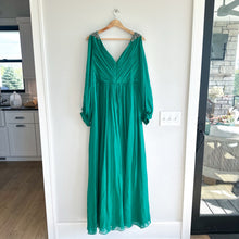 Load image into Gallery viewer, Teri Jon by Rickie Freeman Crystal Embellished Pleated Maxi Gown Green 10
