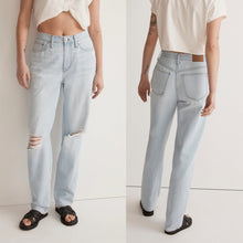 Load image into Gallery viewer, Madewell The Slouchy Boyjean Distressed Straight Jeans Wrightlane Wash 33 NWT
