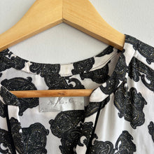 Load image into Gallery viewer, A.L.C Silk Paisley Print Button Up Blouse Black White
