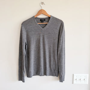 Banana Republic Merino Wool V-Neck Long Sleeve Pullover Sweater Gray S