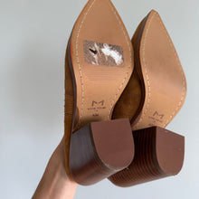 Load image into Gallery viewer, Marc Fisher LTD Gabbi Suede Pointed Toe Slip On Western Heeled Mule Brown 9.5
