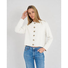 Load image into Gallery viewer, Archer Nina Cashmere Crew Neck Button Front Cardigan Cream M NWT
