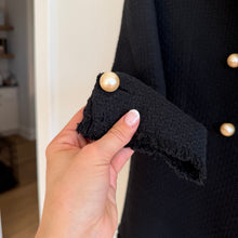 Load image into Gallery viewer, Mango MNG Quintin Tweed Double Breasted Pearl Button Jacket Black M
